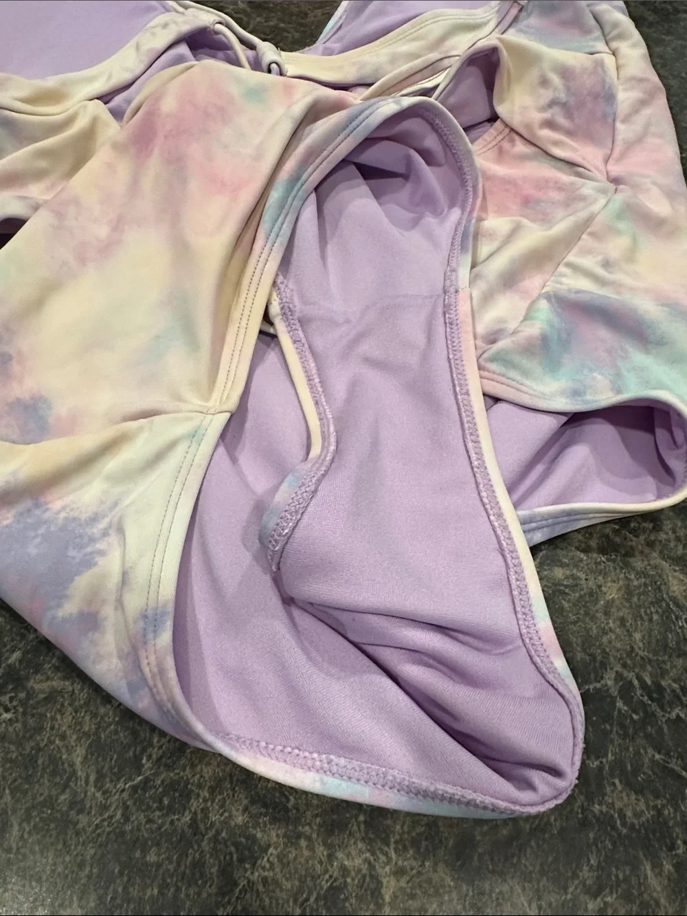 Pastel Tie-Dye One-Piece Swimsuit - Lavender Accents